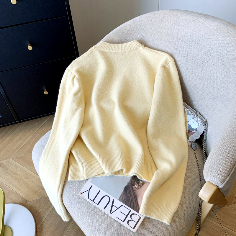 Western style pearl all-match thick Casual loose tops