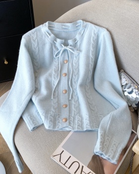 Bow frenum cardigan cstand collar tender jacket