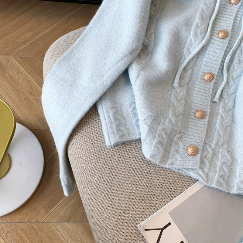 Bow frenum cardigan cstand collar tender jacket