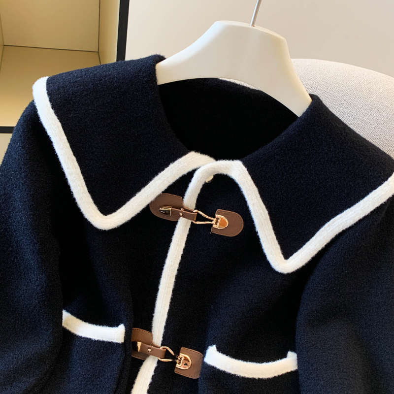 Simple mixed colors sweater red coat for women