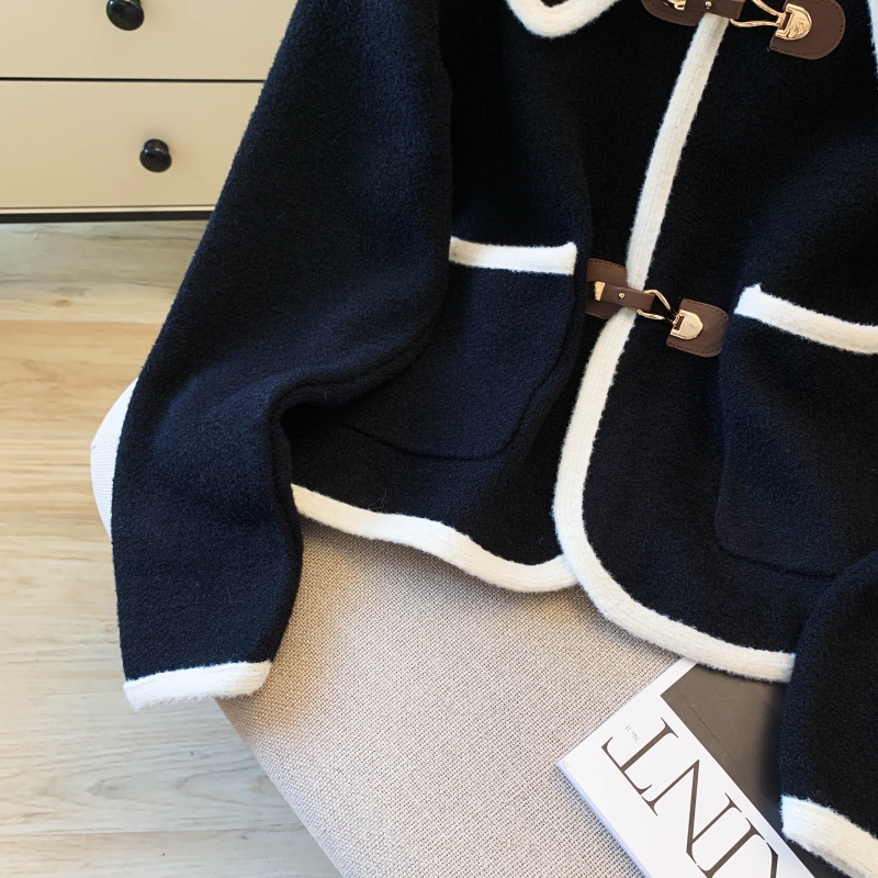 Simple mixed colors sweater red coat for women