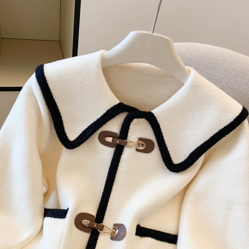 Simple mixed colors sweater red coat for women