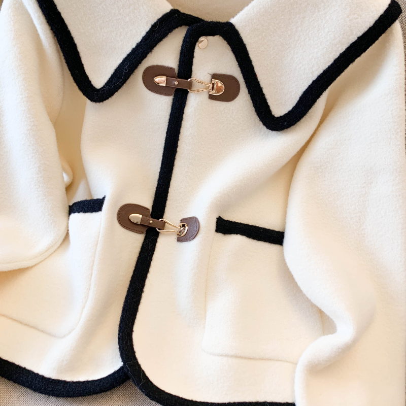 Simple mixed colors sweater red coat for women