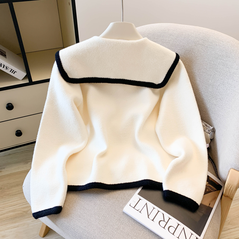 Simple mixed colors sweater red coat for women