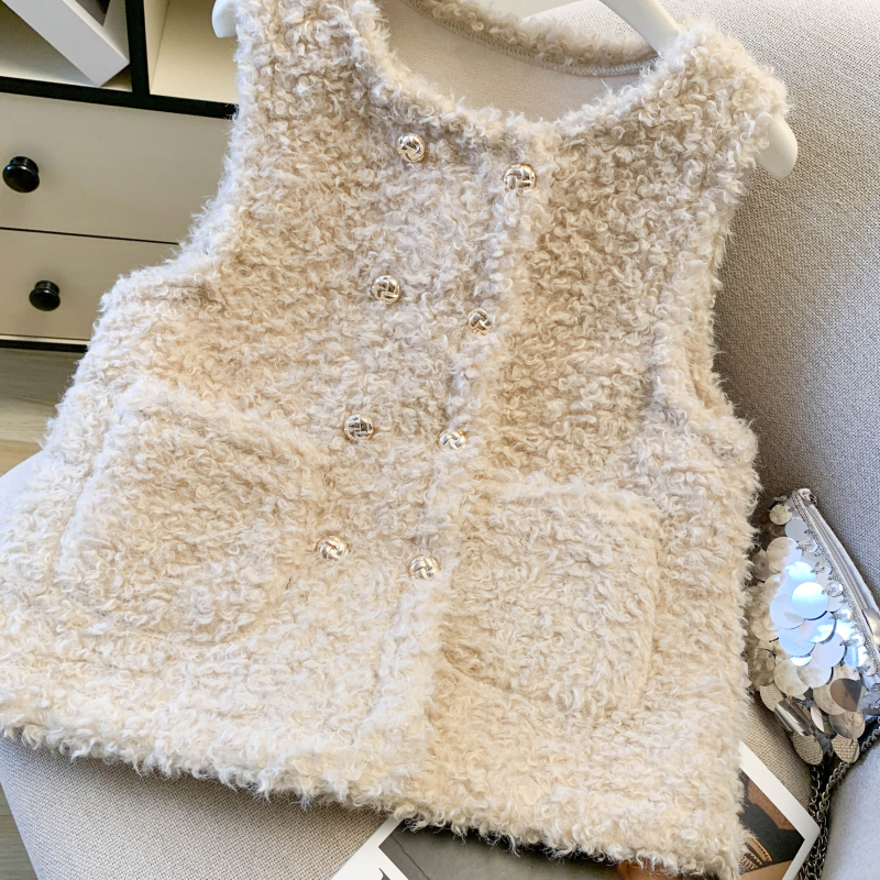 Double-breasted tops thermal waistcoat for women