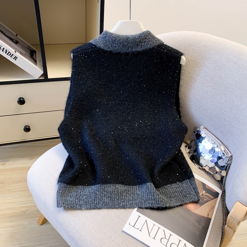 Wears outside rhinestone all-match Western style waistcoat