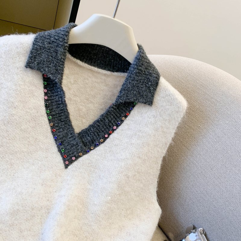 Wears outside rhinestone all-match Western style waistcoat