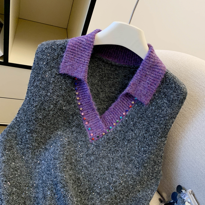 Wears outside rhinestone all-match Western style waistcoat