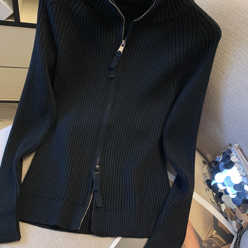 Niche slim sweater zip bottoming shirt for women