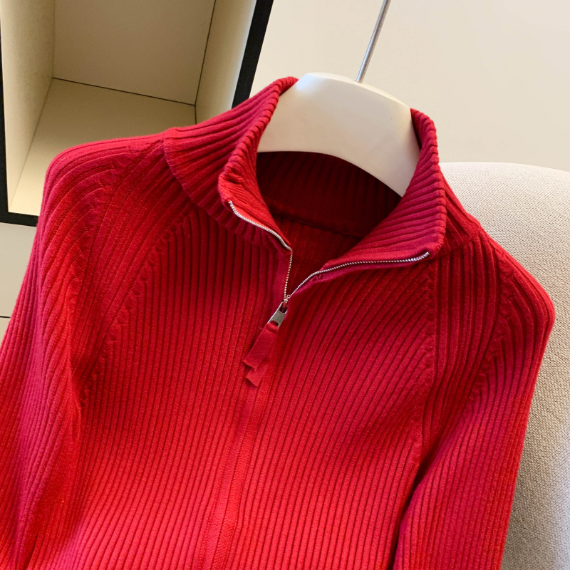 Niche slim sweater zip bottoming shirt for women