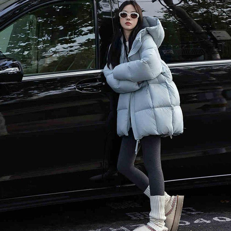 Duck down thick down coat winter hooded coat for women