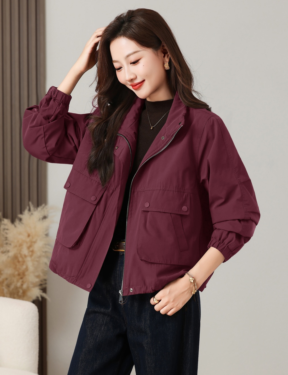 Autumn and winter thick coat cotton tops for women
