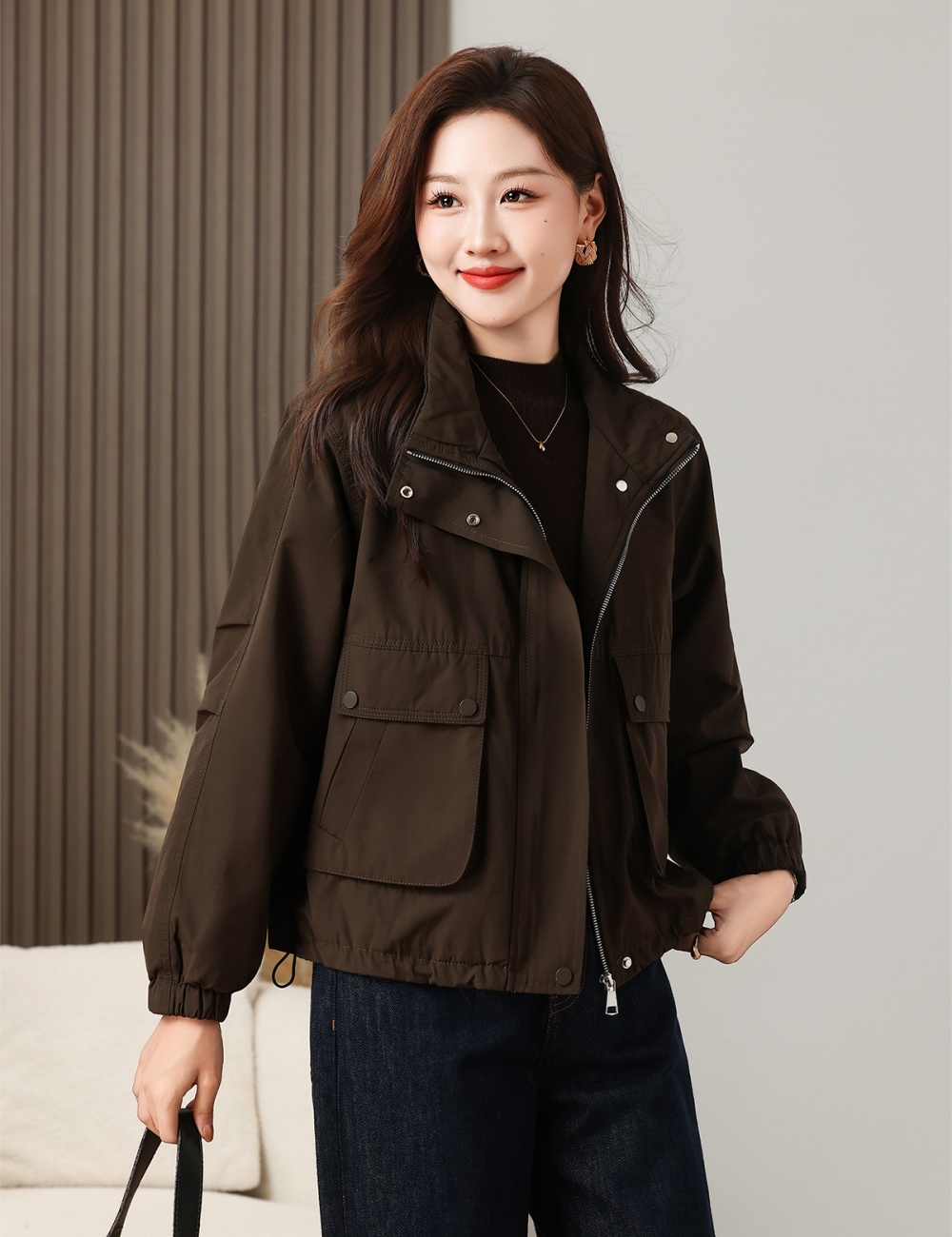 Autumn and winter thick coat cotton tops for women