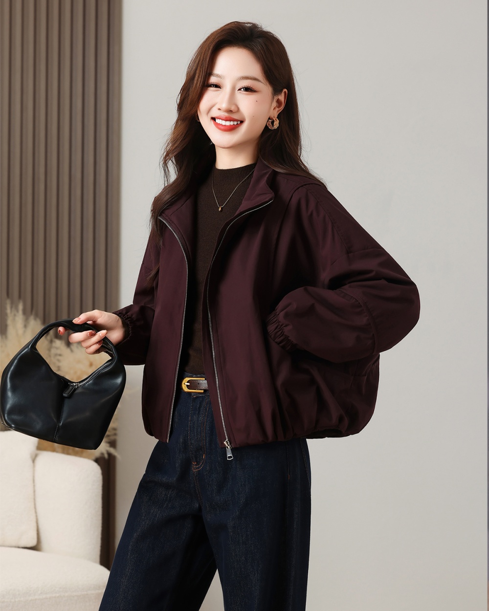 Cotton thick simple cotton coat pure all-match coat
