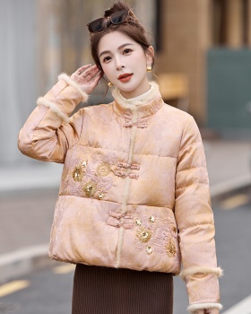 Drill string embroidery thermal stitching down coat