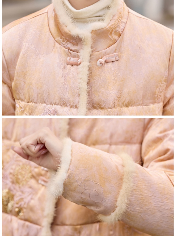 Drill string embroidery thermal stitching down coat