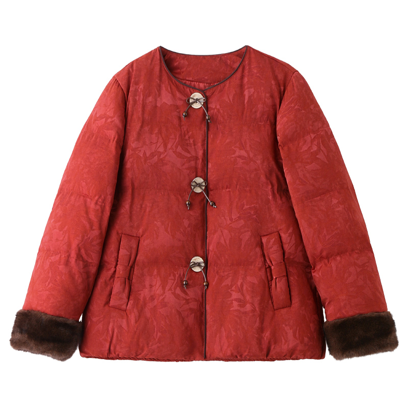 Winter retro fashion down coat slim jacquard coat for women