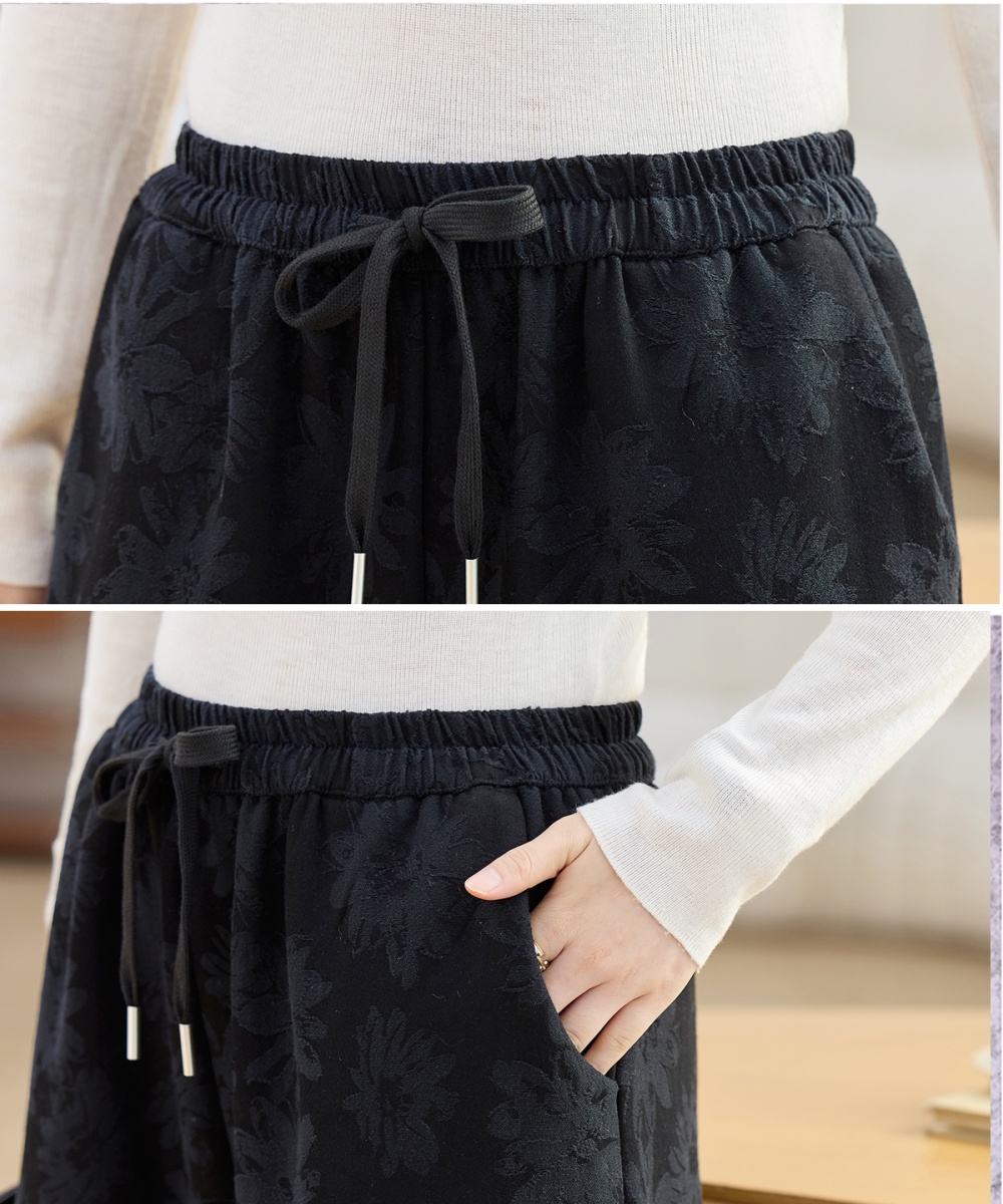 Chinese style down coat wide leg pants a set for women