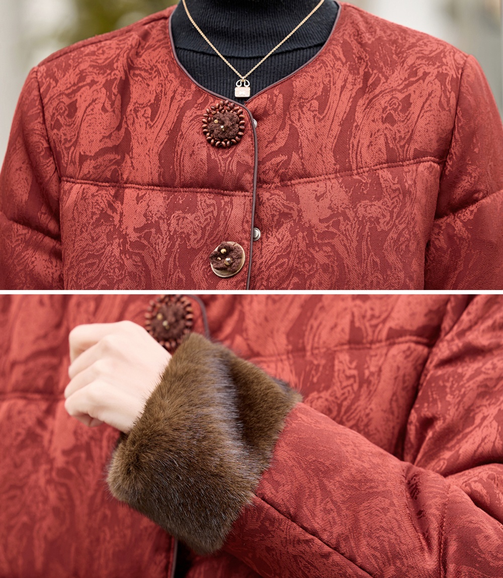 Chinese style down coat wide leg pants a set for women