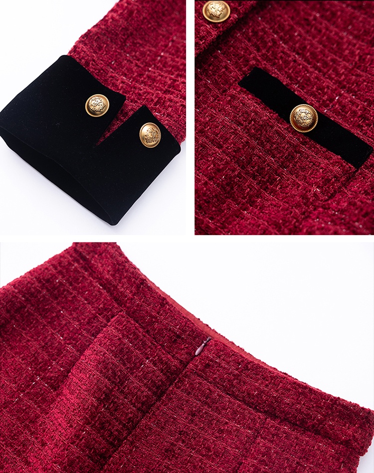 Package hip woolen long skirt 2pcs set for women