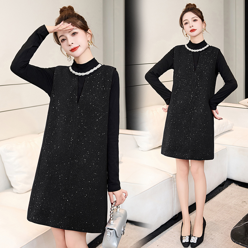 Chanelstyle dress bottoming shirt 2pcs set for women