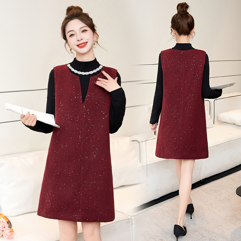 Chanelstyle dress bottoming shirt 2pcs set for women