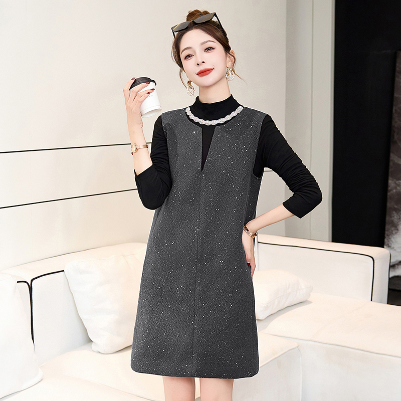 Chanelstyle dress bottoming shirt 2pcs set for women