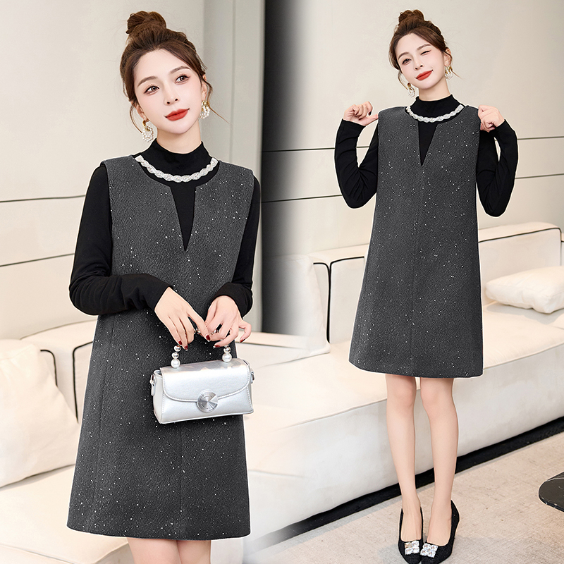 Chanelstyle dress bottoming shirt 2pcs set for women