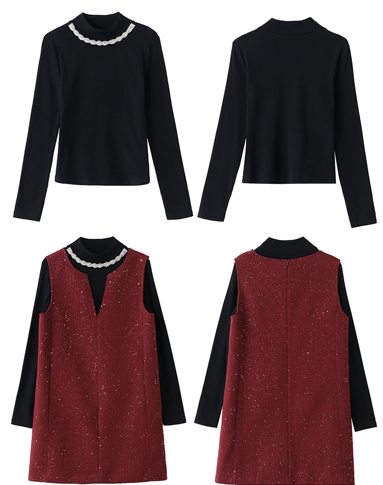 Chanelstyle dress bottoming shirt 2pcs set for women