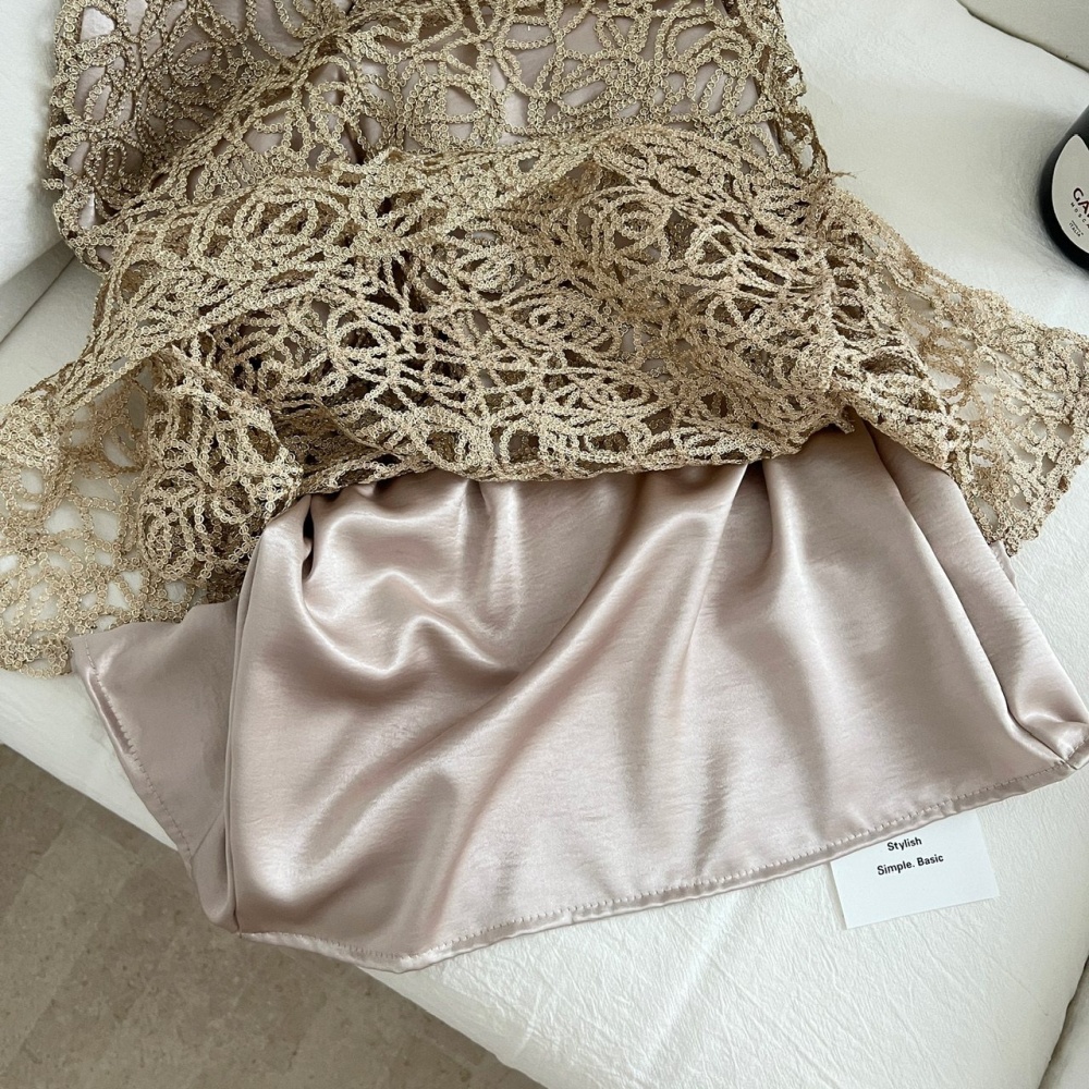 Sling France style formal dress split silver dress for women