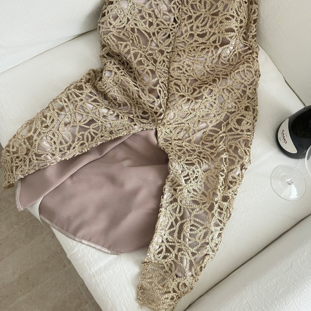 Sling France style formal dress split silver dress for women