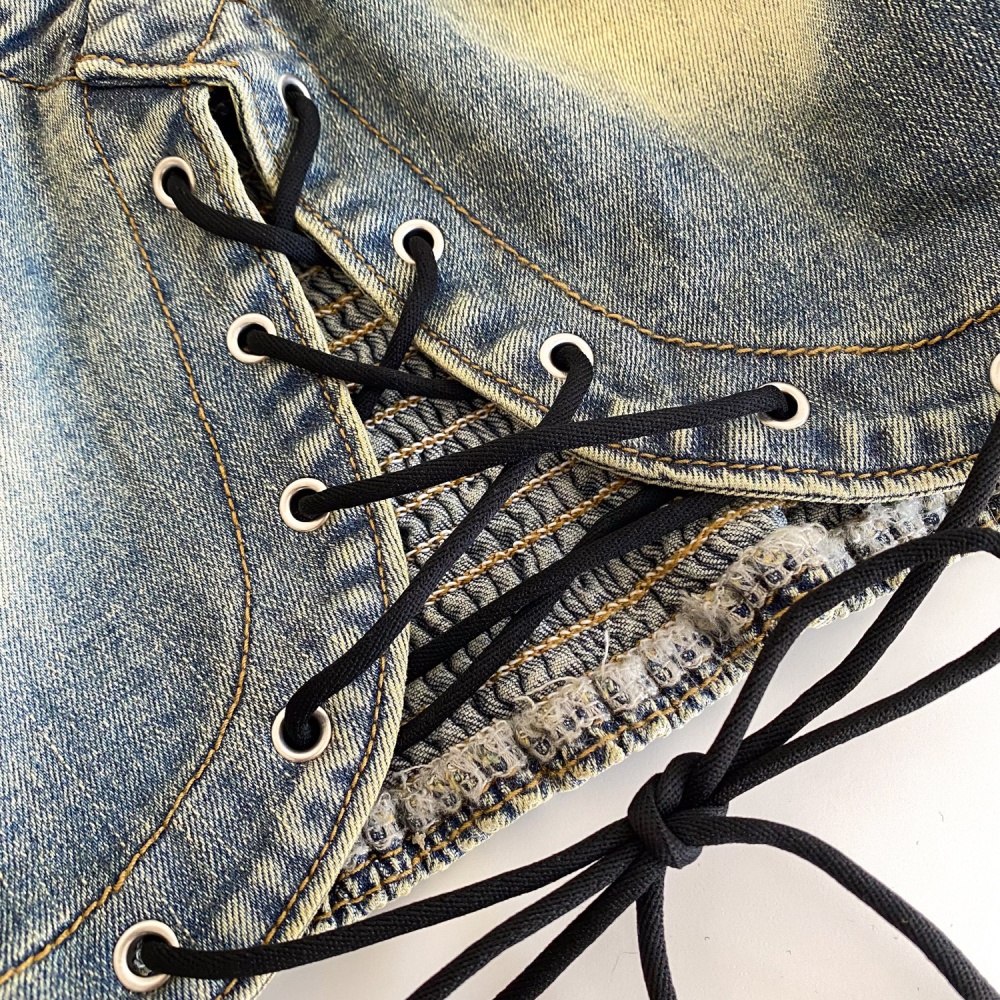 Halter slim enticement vest niche denim short tops for women