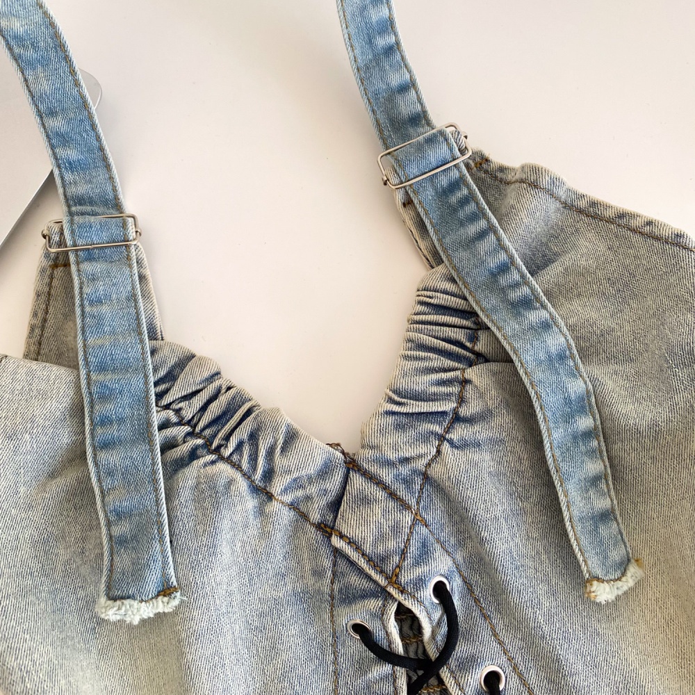 Halter slim enticement vest niche denim short tops for women