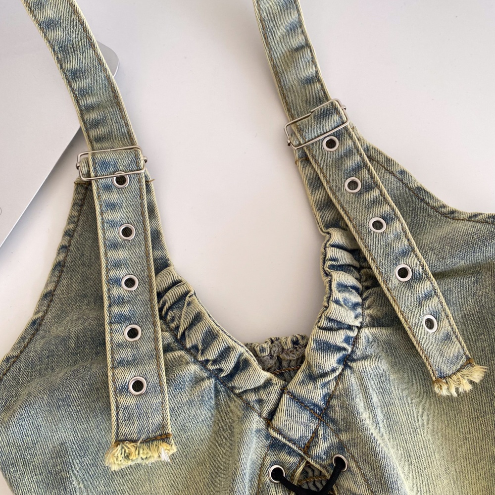 Halter slim enticement vest niche denim short tops for women