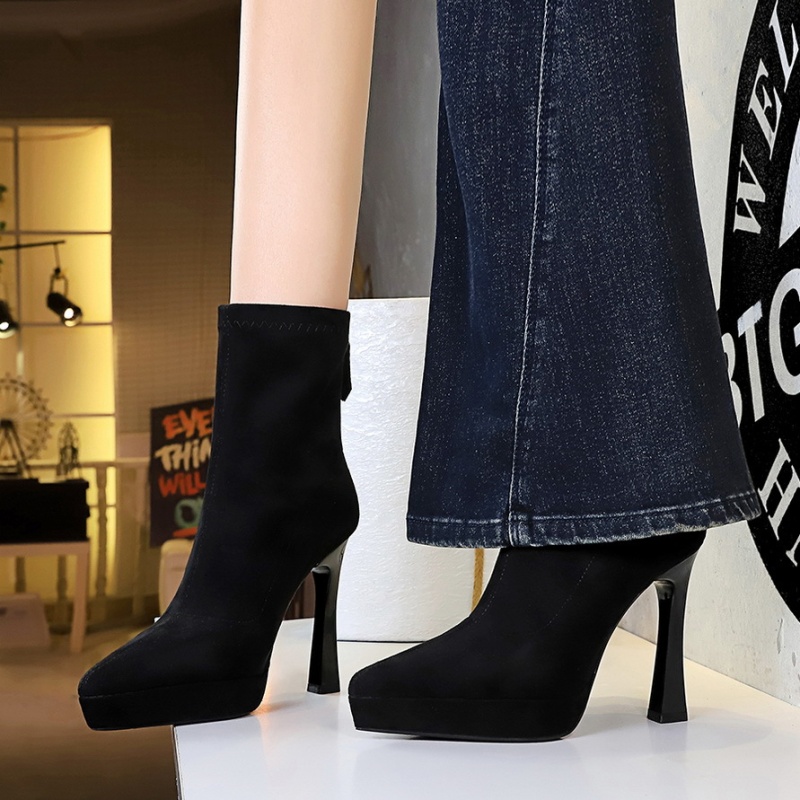 Elasticity pointed platform fashion short boots