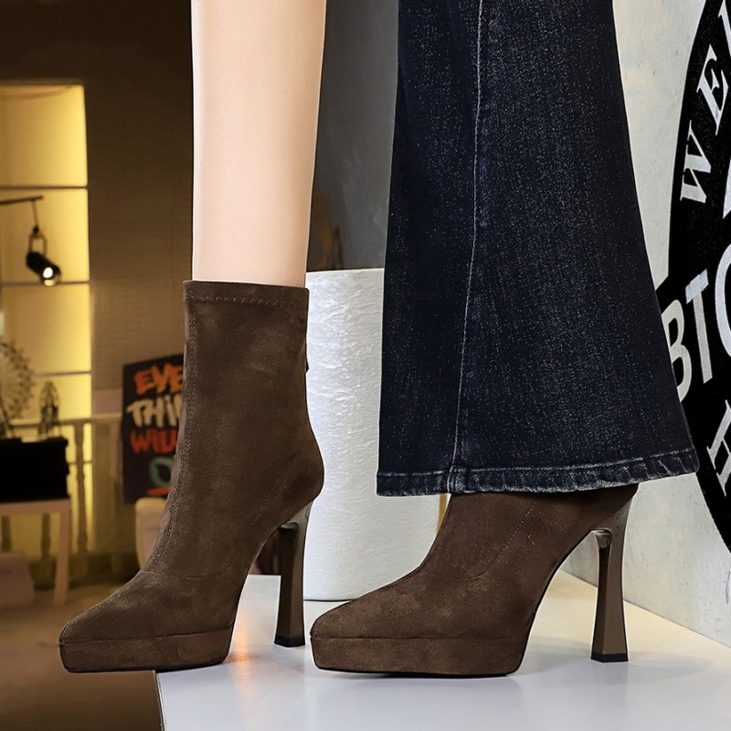Elasticity pointed platform fashion short boots