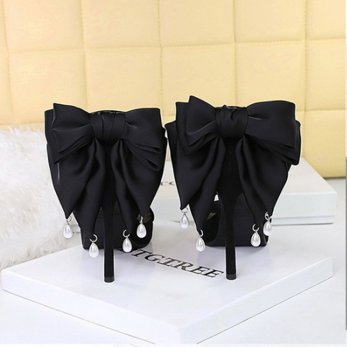 Open toe bow pearl sandals for women