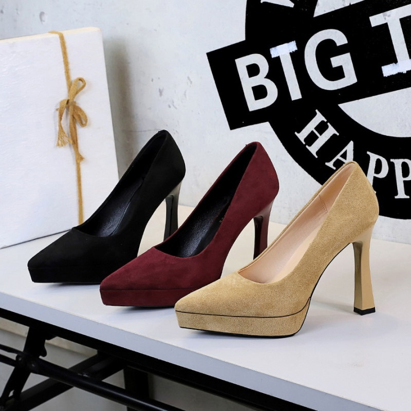 All-match pointed platform thick high-heeled shoes
