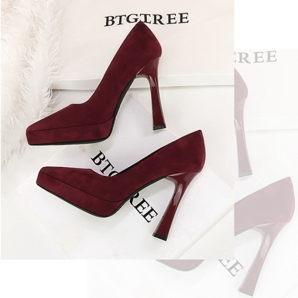 All-match pointed platform thick high-heeled shoes