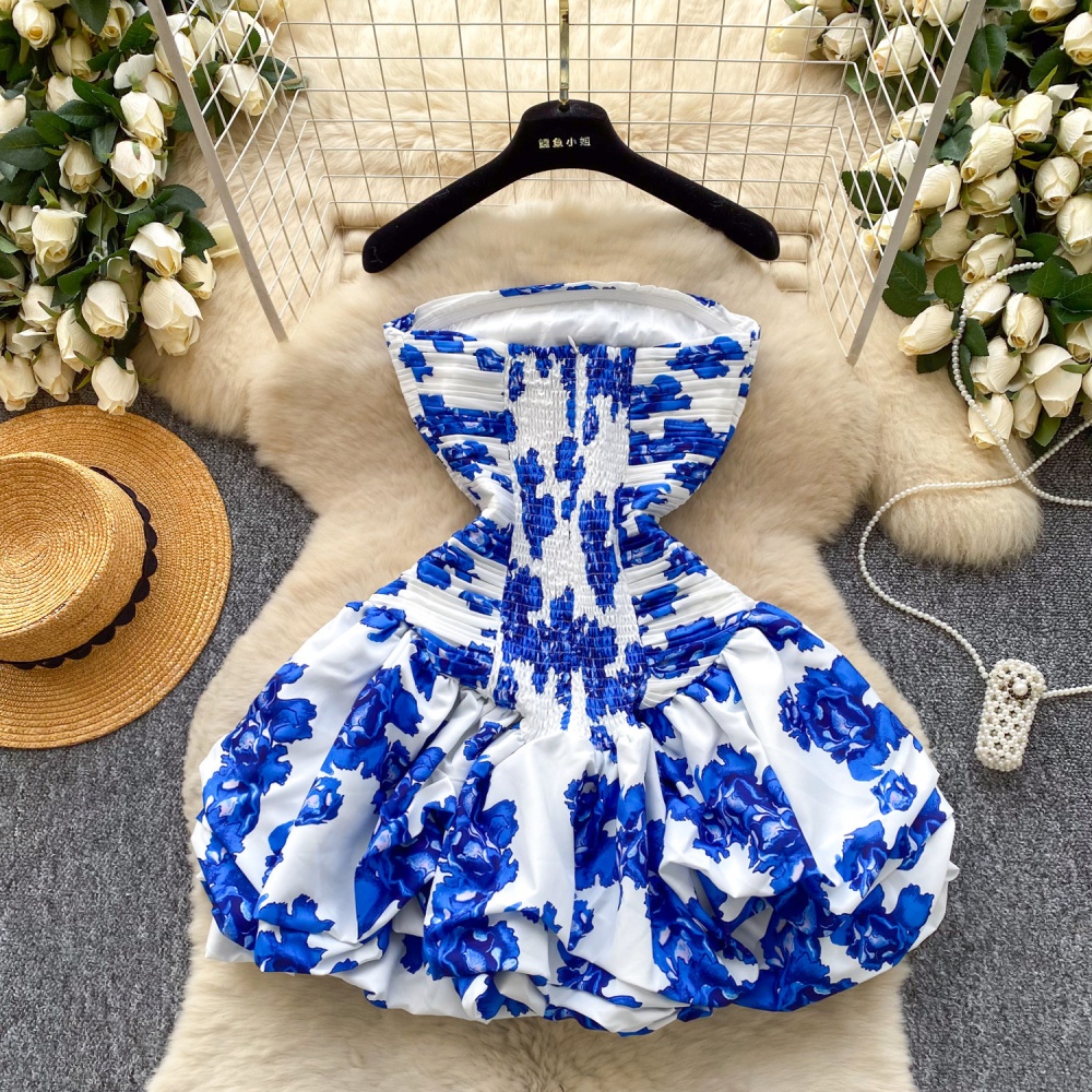 Niche T-back lotus leaf edges dress for women