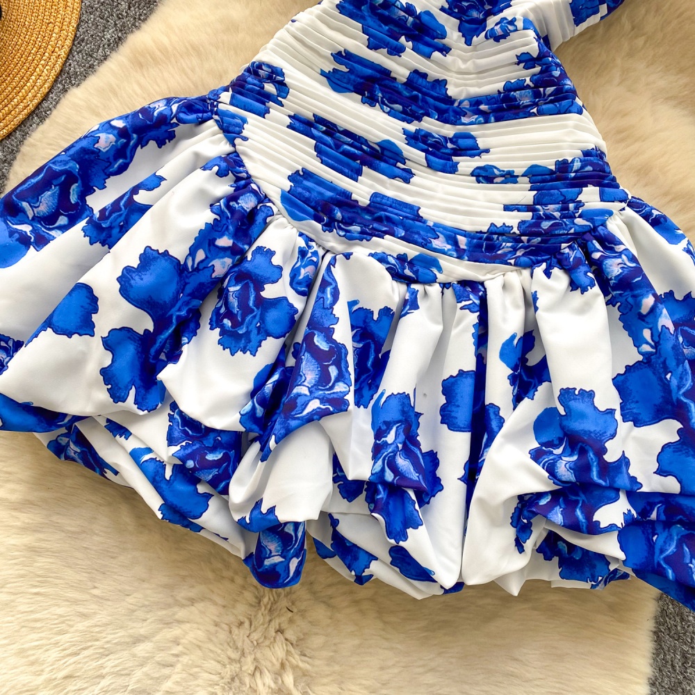 Niche T-back lotus leaf edges dress for women