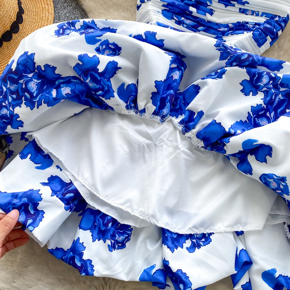 Niche T-back lotus leaf edges dress for women