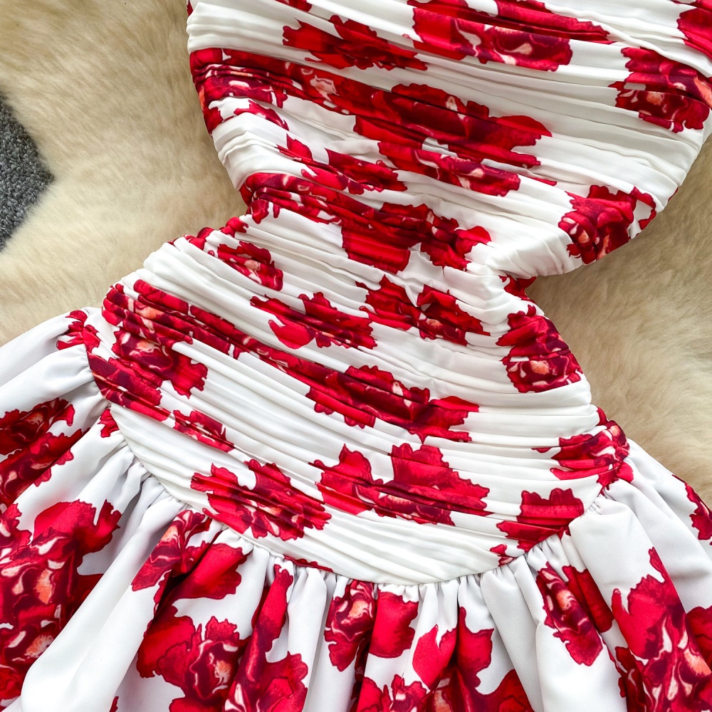 Niche T-back lotus leaf edges dress for women