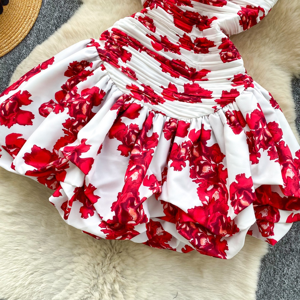 Niche T-back lotus leaf edges dress for women