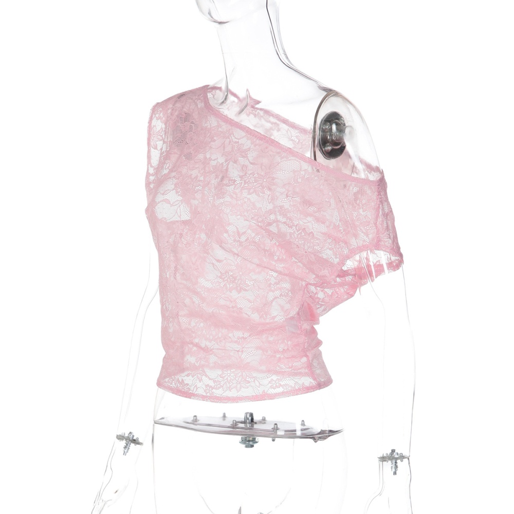 European style perspective lace T-shirt sexy tight tops