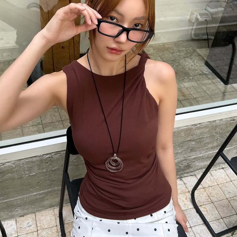 Fashion spicegirl slim sleeveless winter tops for women