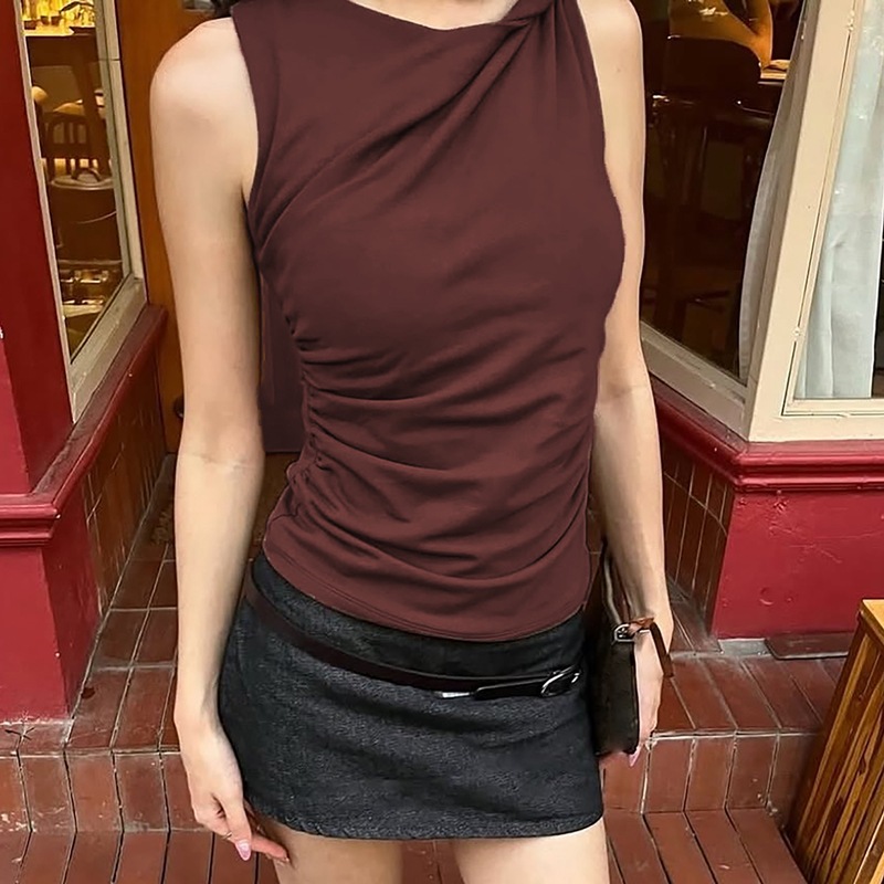 Fashion spicegirl slim sleeveless winter tops for women