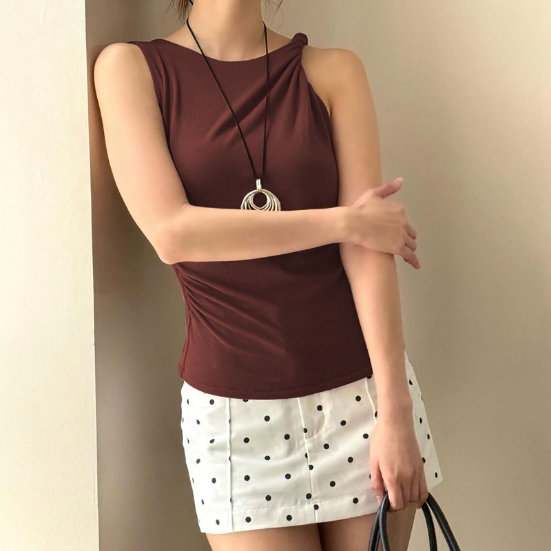 Fashion spicegirl slim sleeveless winter tops for women