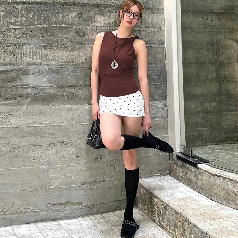 Fashion spicegirl slim sleeveless winter tops for women