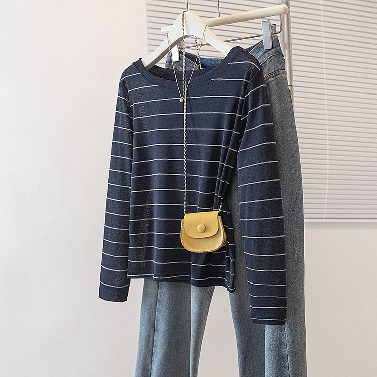 Fashion stripe spring tops lazy loose long sleeve T-shirt